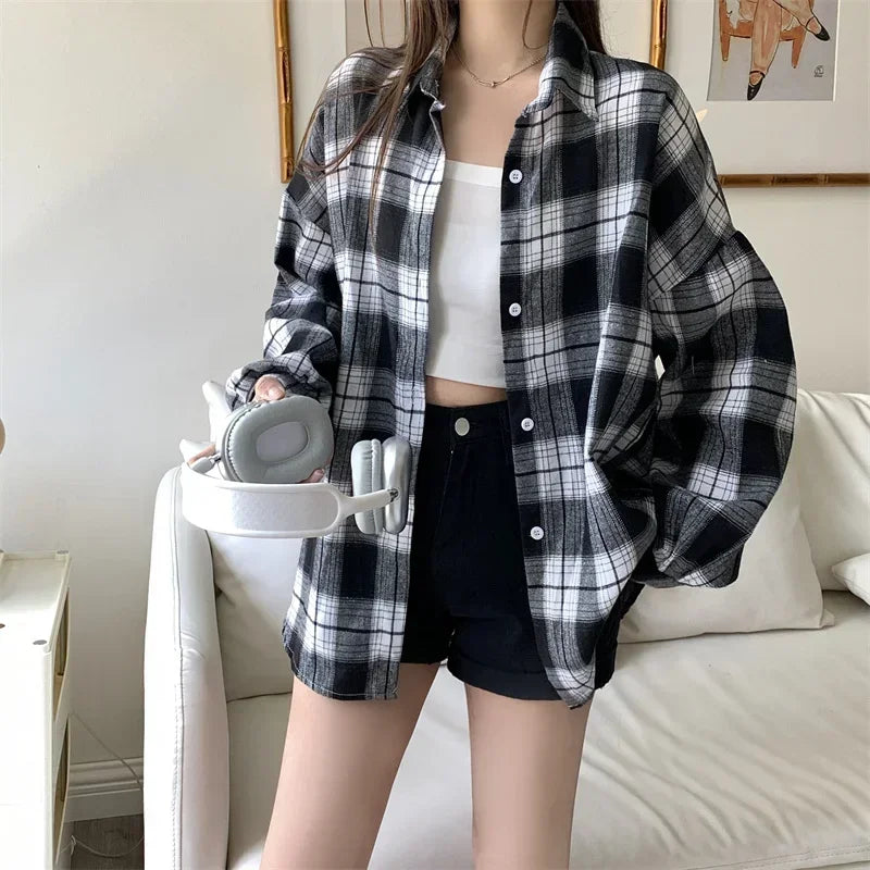 Oversize ג'קט פלנל משובץ
