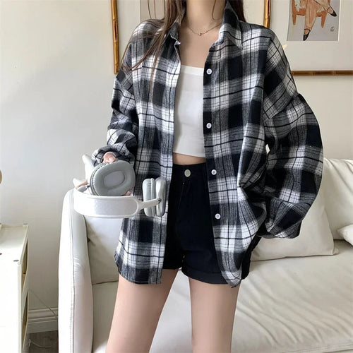 Oversize ג'קט פלנל משובץ