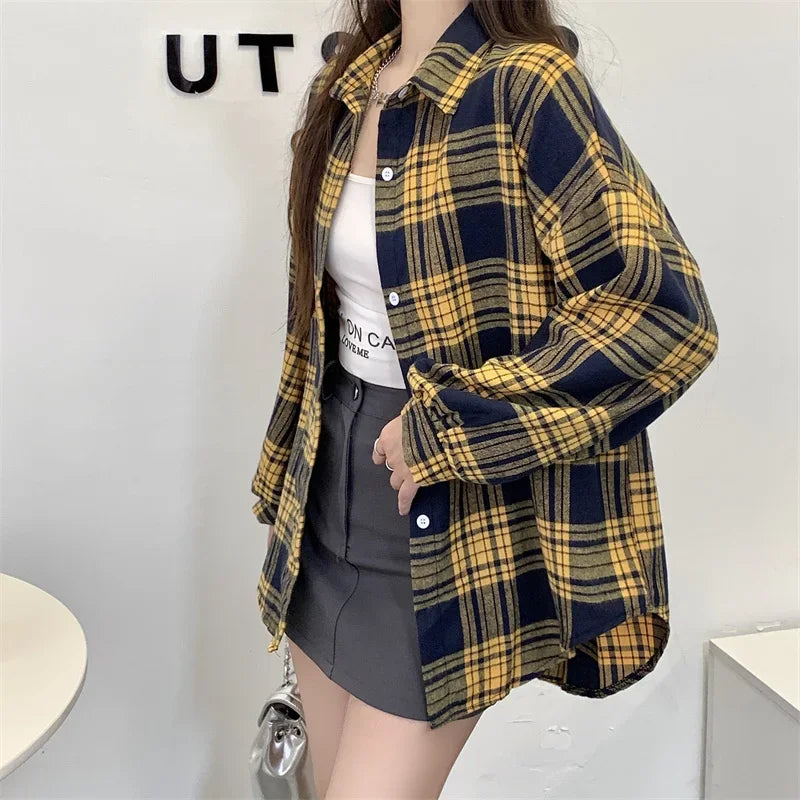 Oversize ג'קט פלנל משובץ