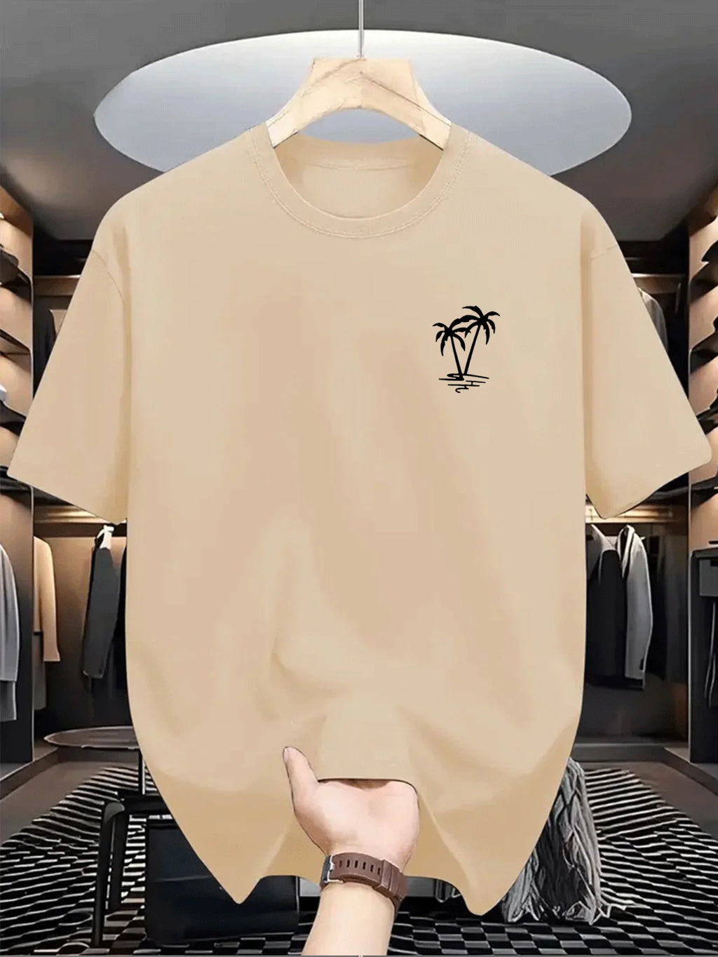חולצת טי-שרט ספורט קלילה – הדפס עצי קוקוס לקיץ