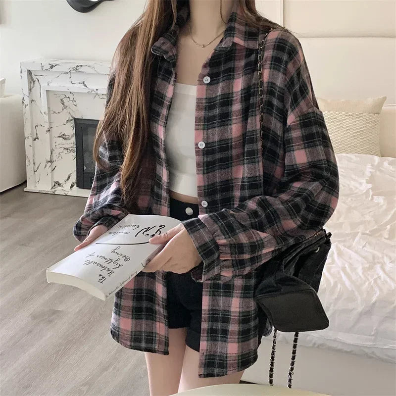 Oversize ג'קט פלנל משובץ