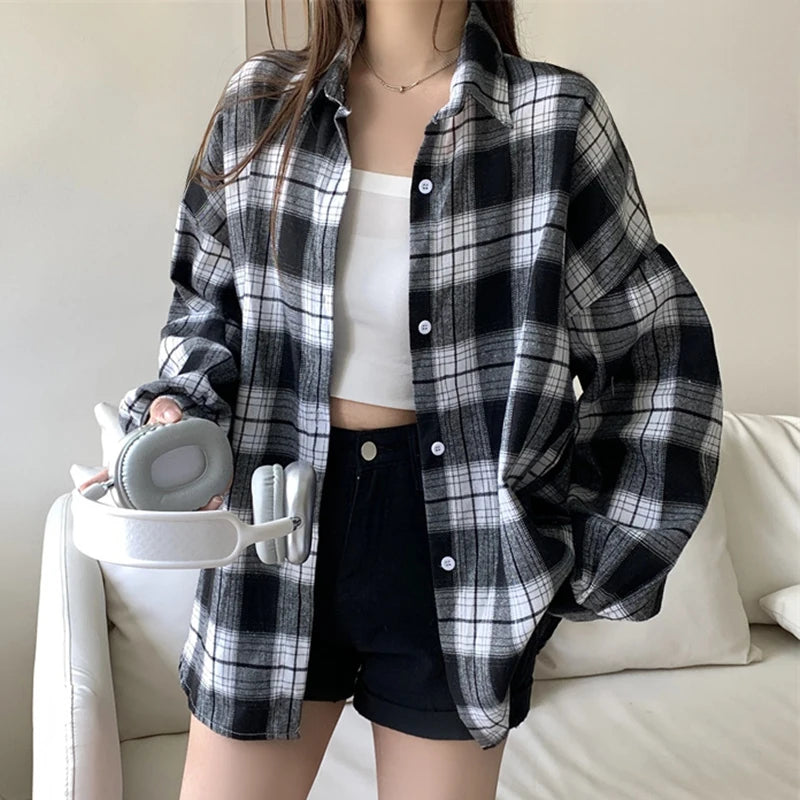 Oversize ג'קט פלנל משובץ