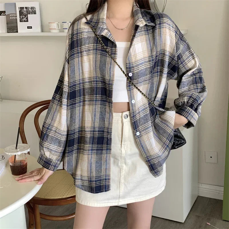 Oversize ג'קט פלנל משובץ